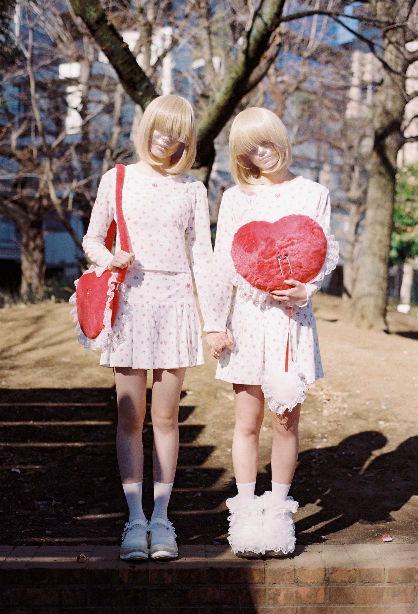 Peach Heart Mini Skirt / Hot Pink