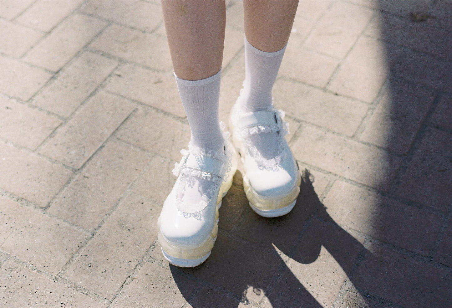 New “Jewelry” Mary Jane Lace / White