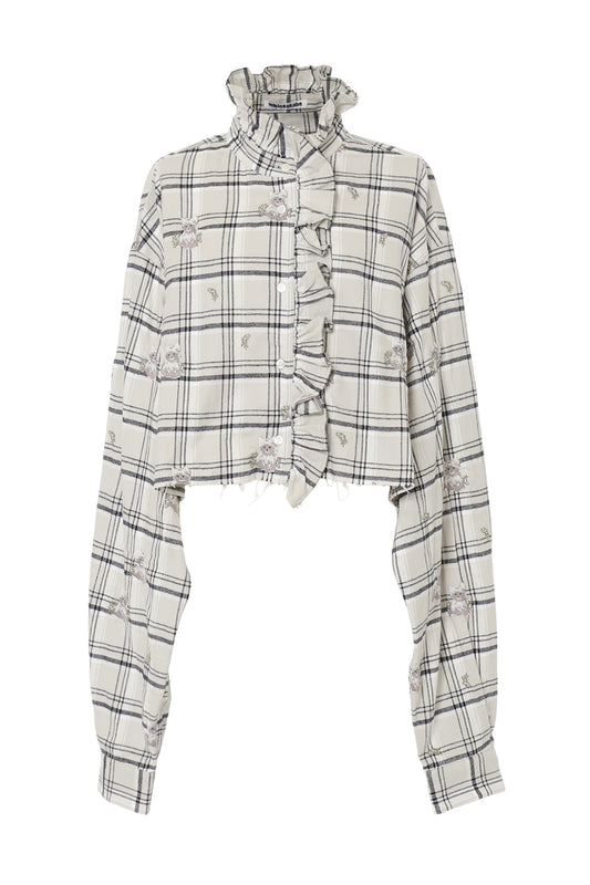 Country Ruffled Blouse / Gray