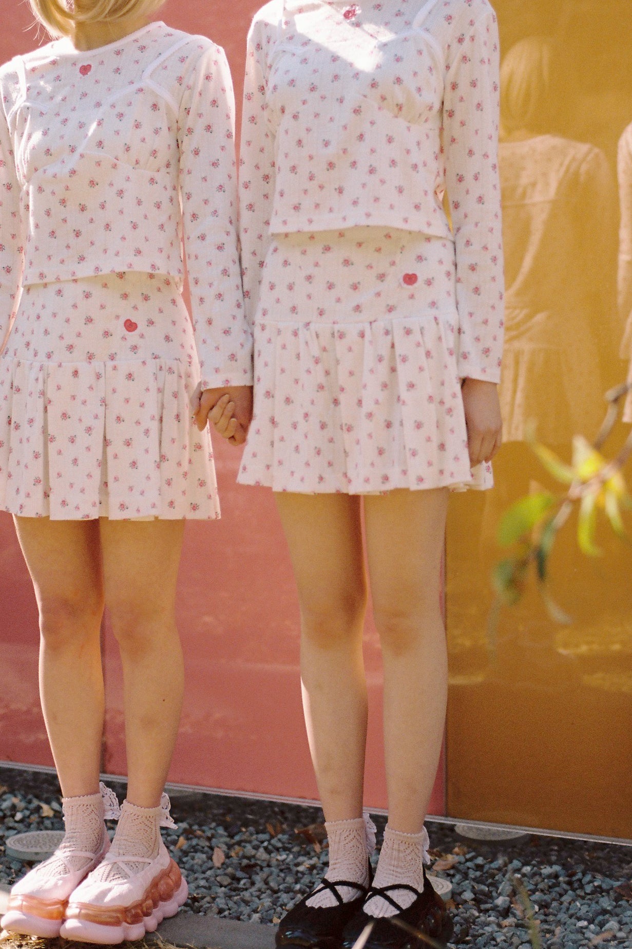 Peach Heart Mini Skirt / Hot Pink