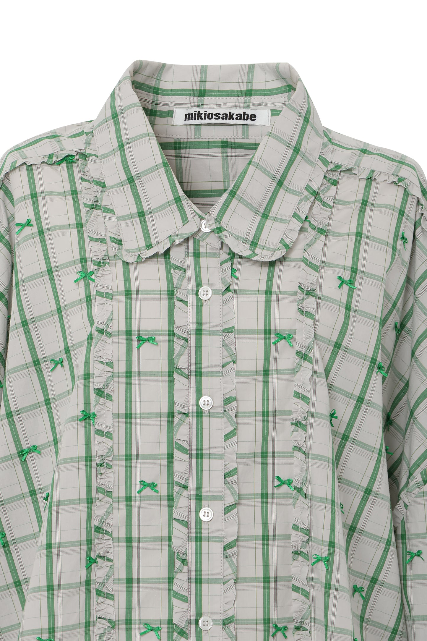 【SS26受注】Mini Frill Ribbon Blouse / Green / MSS26B011