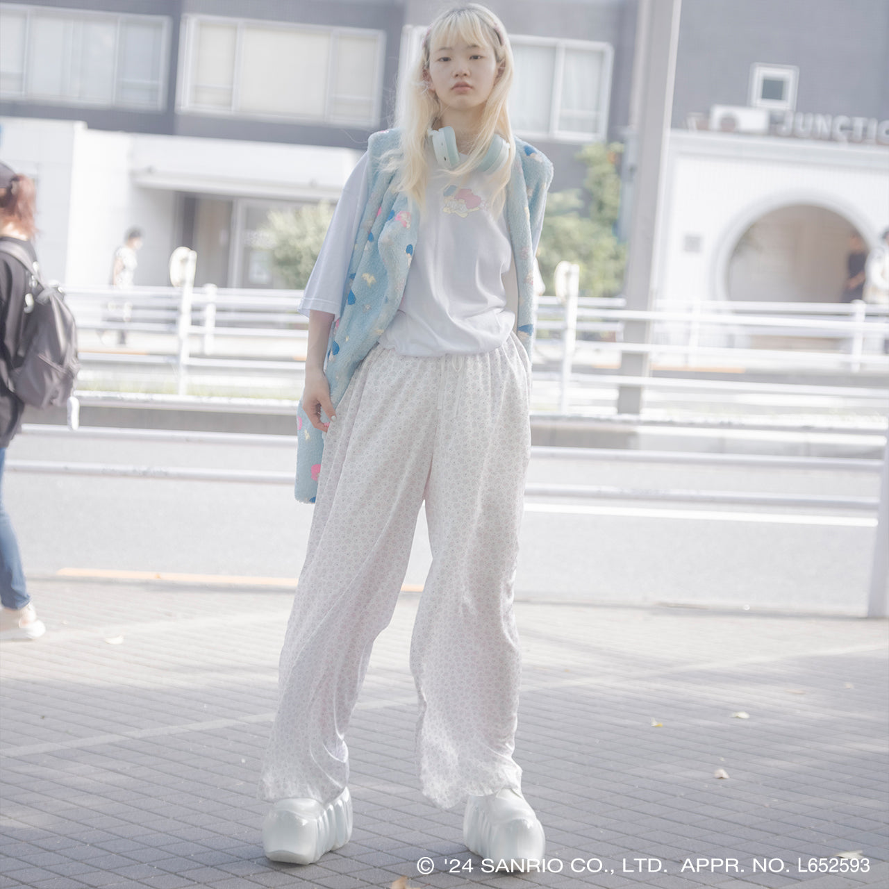 Print Pajamas Pants / White / Little Twin Stars x MIKIOSAKABE
