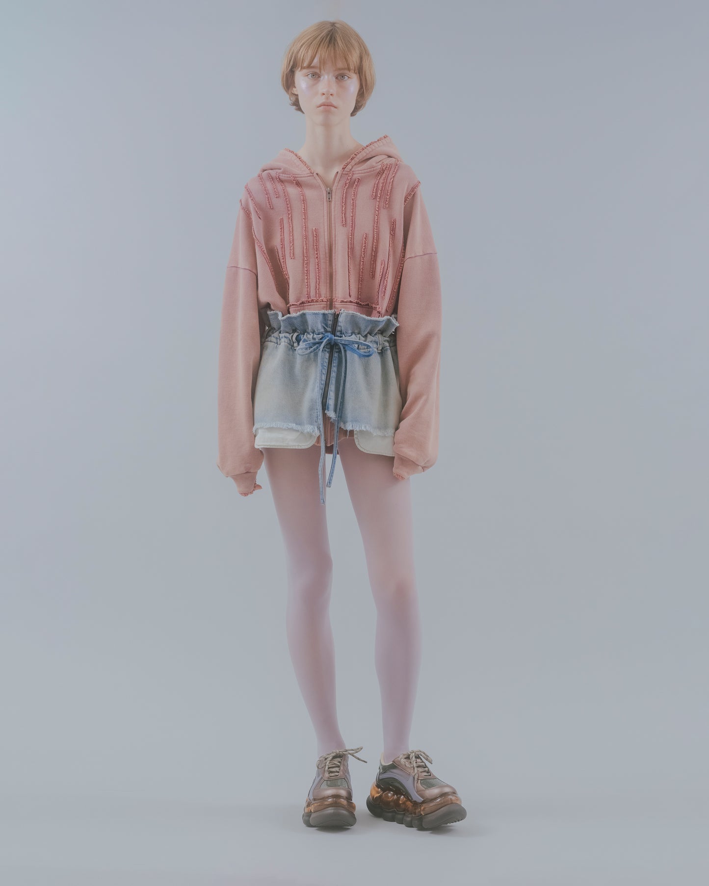 Mini Frill Washed Parka / Pink
