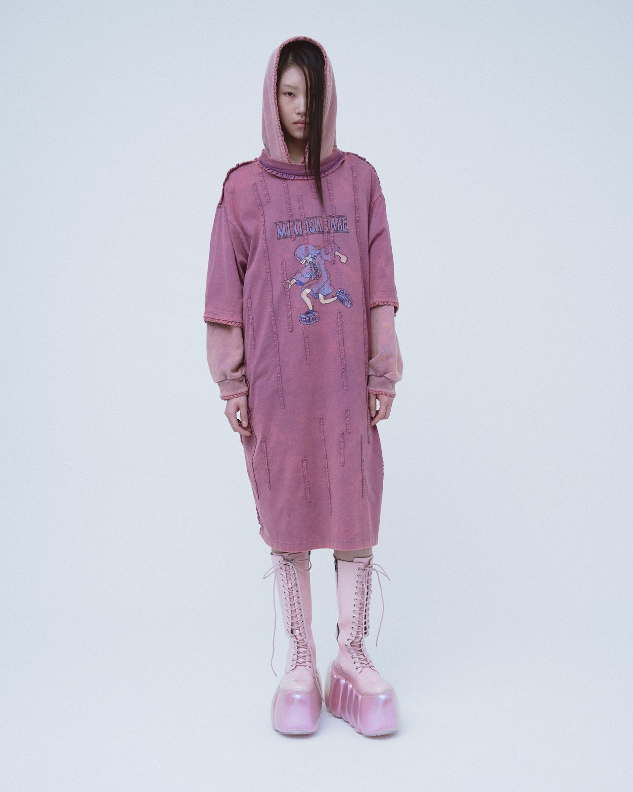 Mini Frill Washed Parka / Pink