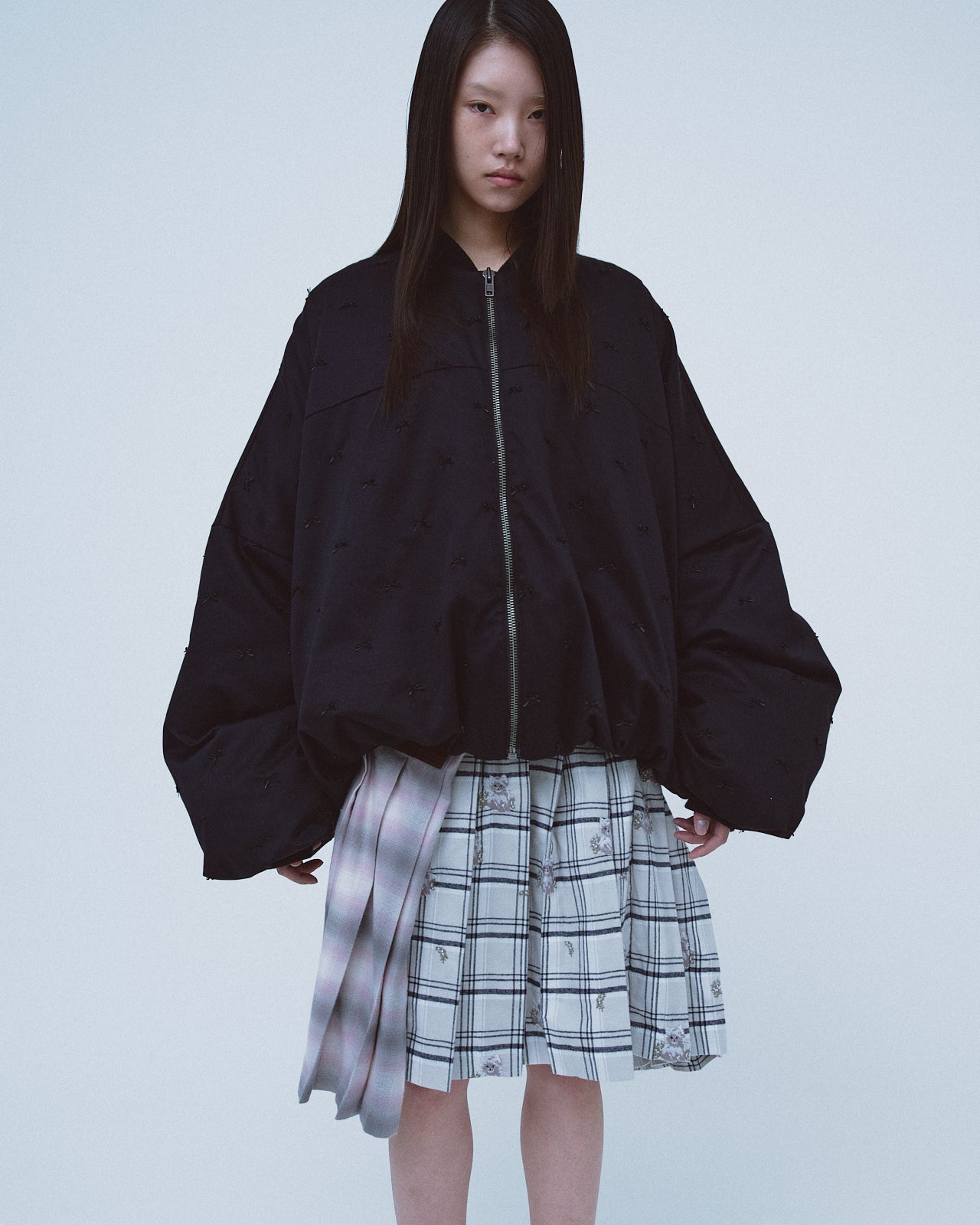 Grand Shilouette Bomber Jacket Ribbon / Black