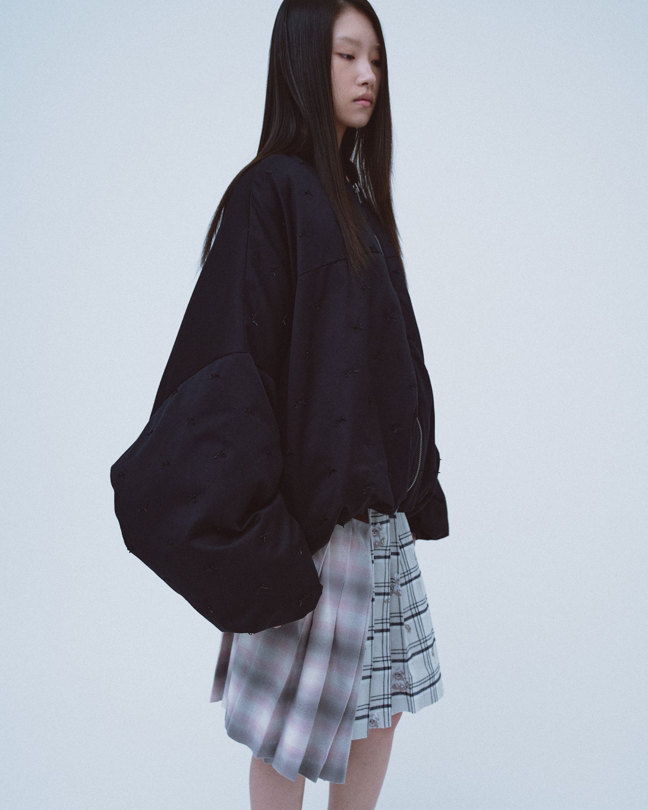 Grand Shilouette Bomber Jacket Ribbon / Black