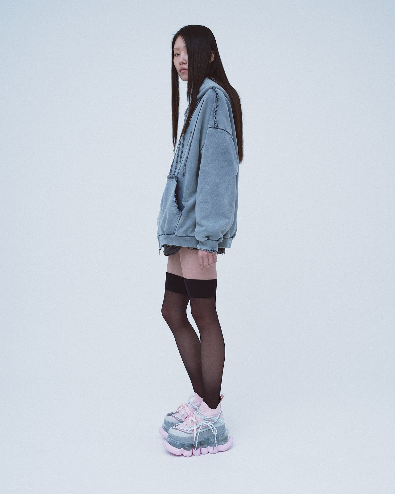 Mini Frill Washed Parka / Navy