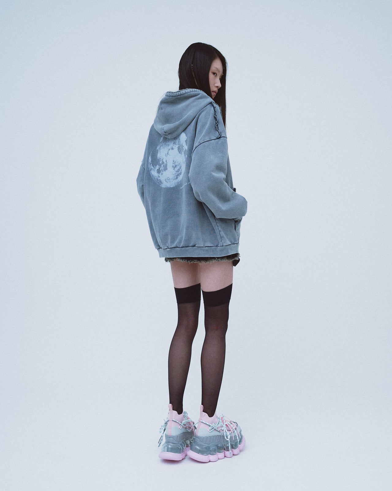 Mini Frill Washed Parka / Navy
