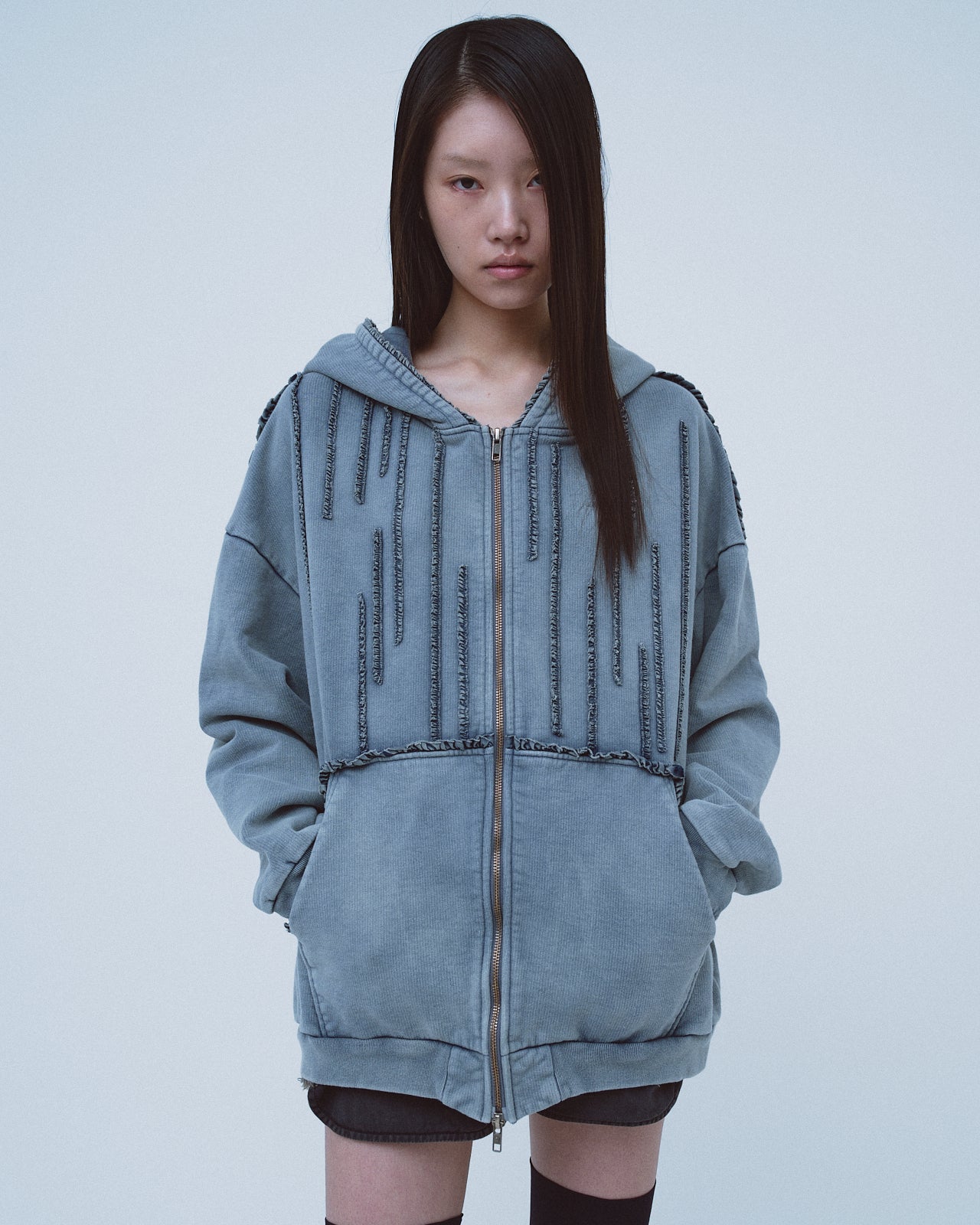 Mini Frill Washed Parka / Navy