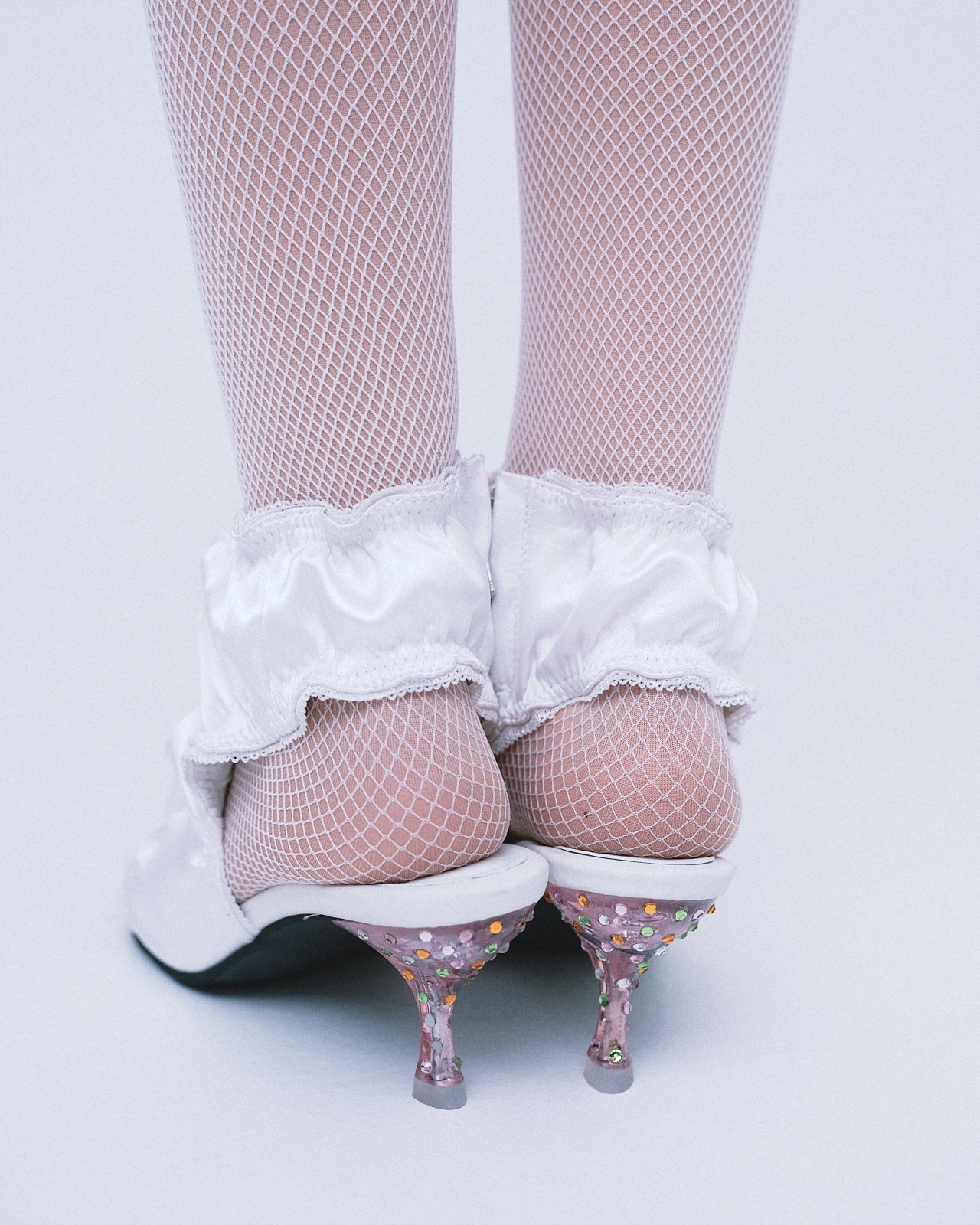 Panty Crystal Heels / White