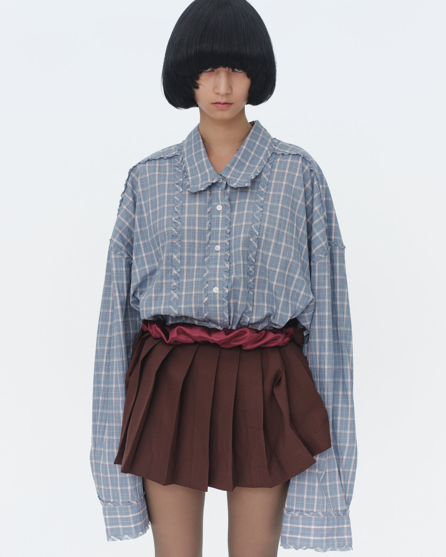 【SS26受注】Mini Frill Blouse / Blue / MSS26B01