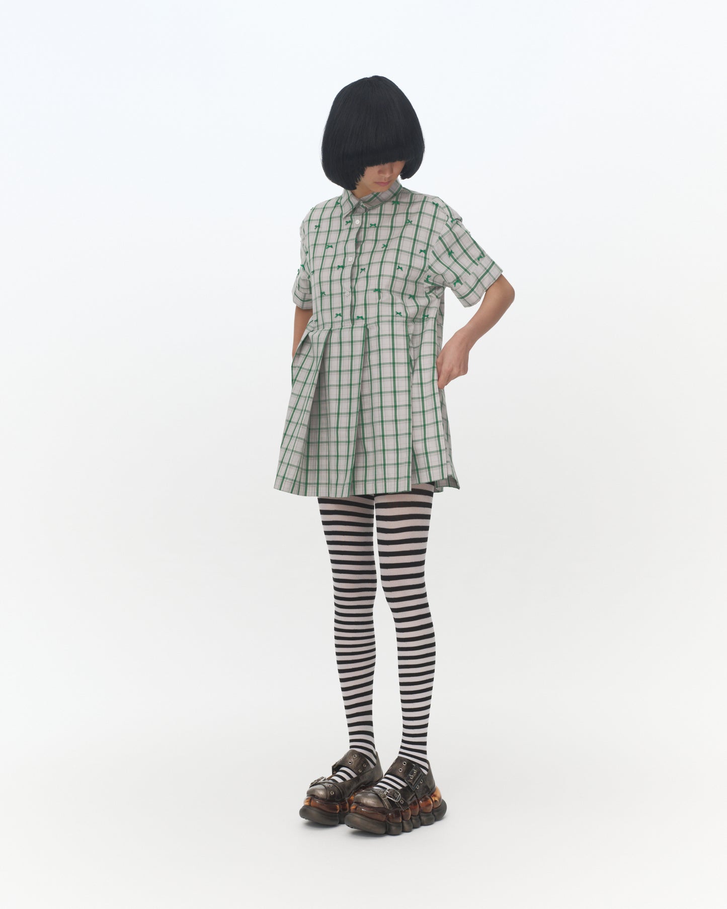 【SS26受注】Mini Ribbon Dress / Green / MSS26D02