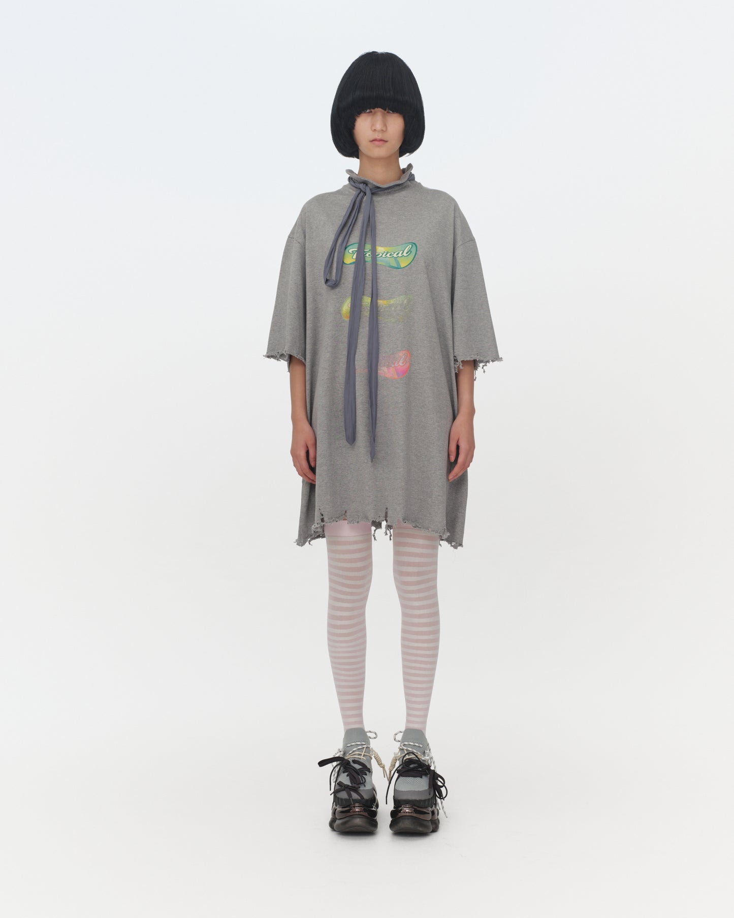 【SS26受注】Tie Neck T-Shirt / Gray / MSS26T011