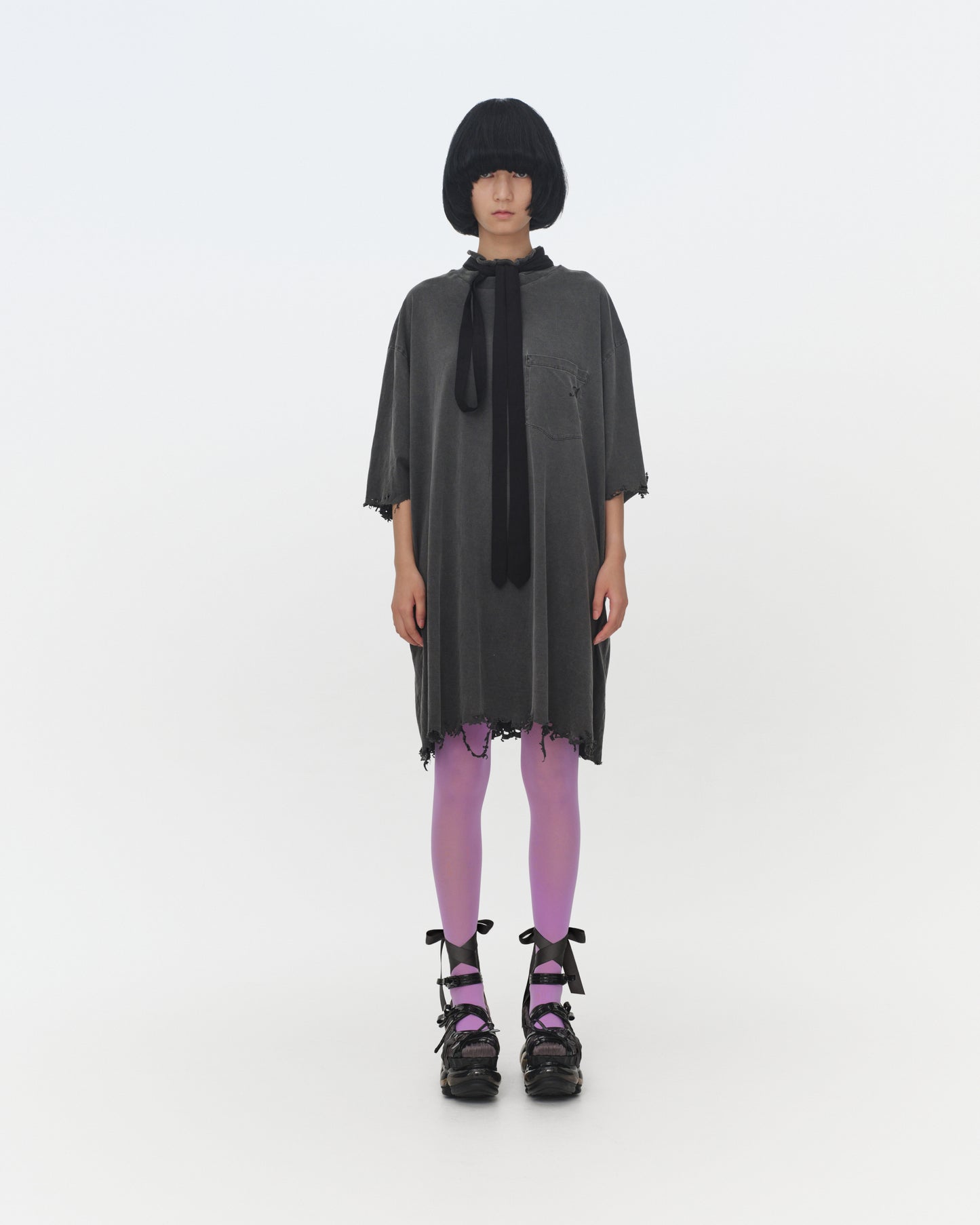 【SS26受注】Tie Neck T-Shirt / Black / MSS26T01
