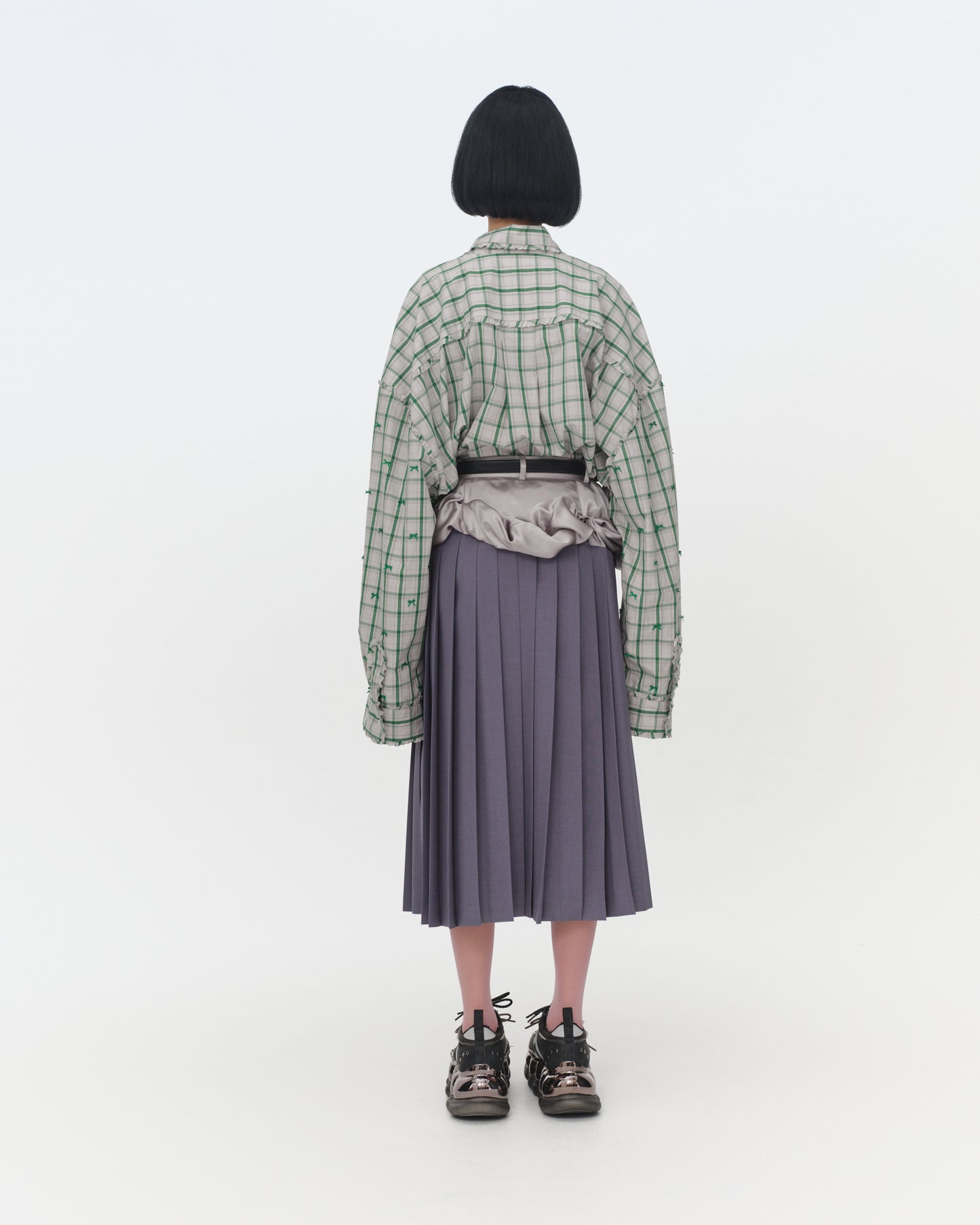 【SS26受注】Mini Frill Ribbon Blouse / Green / MSS26B011