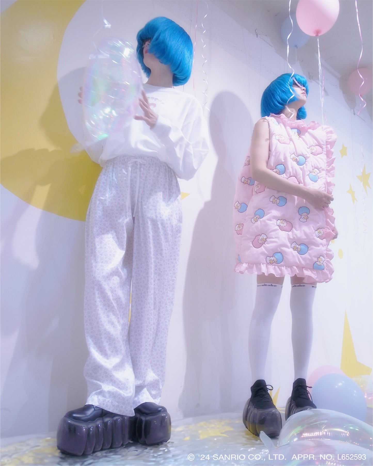 Print Pajamas Pants / White / Little Twin Stars x MIKIOSAKABE
