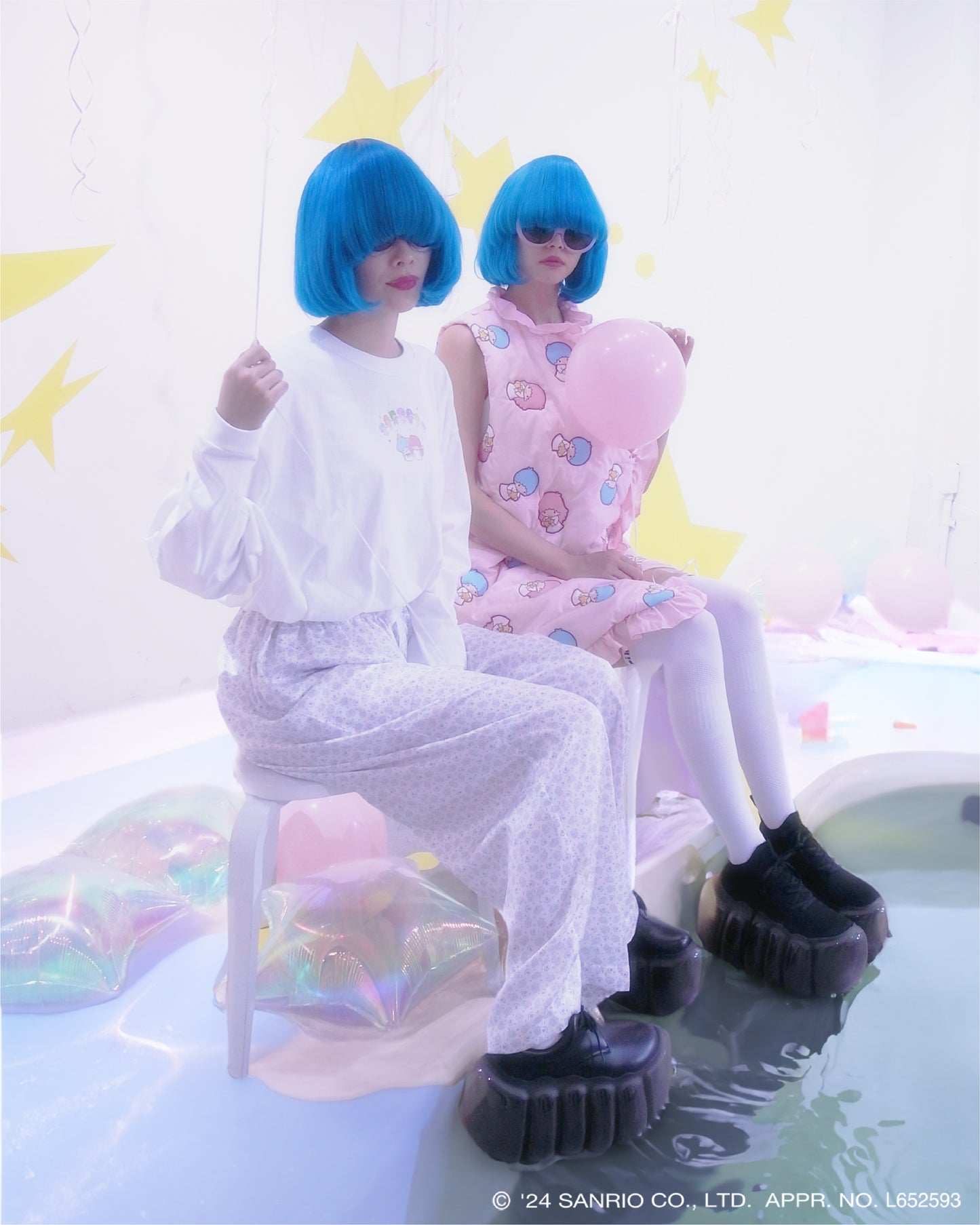 Print Pajamas Pants / White / Little Twin Stars x MIKIOSAKABE