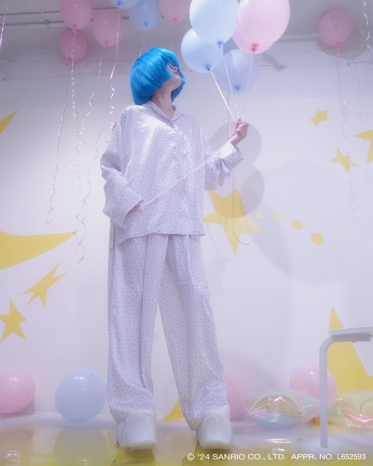 Print Pajamas Pants / White / Little Twin Stars x MIKIOSAKABE