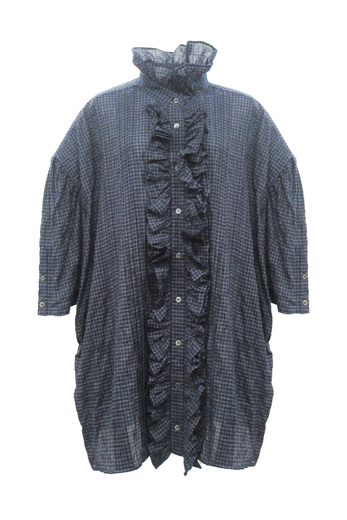 【25SS订购】荷叶边半袖衬衫/海军蓝/MSS25B042