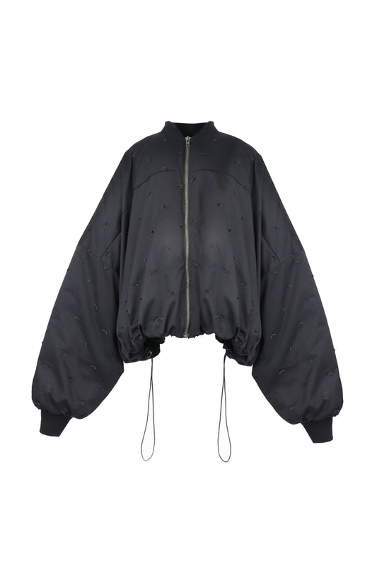 Grand Shilouette Bomber Jacket Ribbon / Black