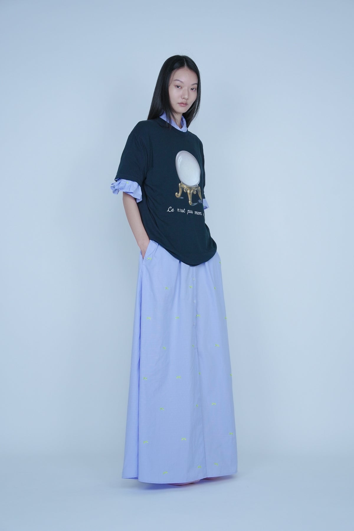 【SS27受注】Double Puff Sleeve Dress / Blue / MSS27D021
