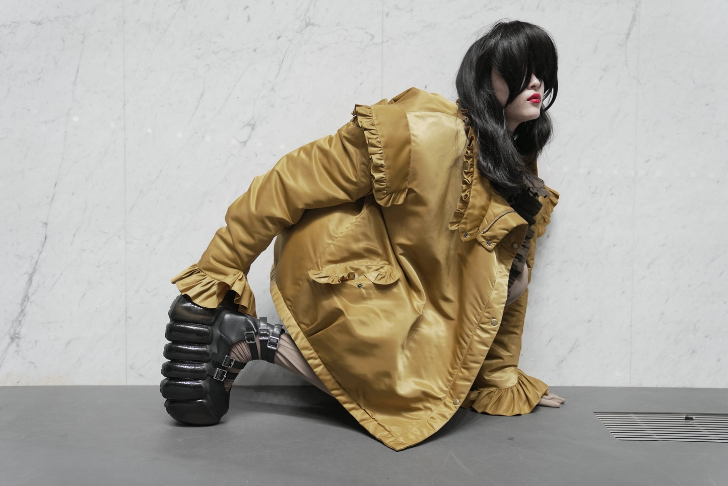 Puffer Frill Blouson / Mustard