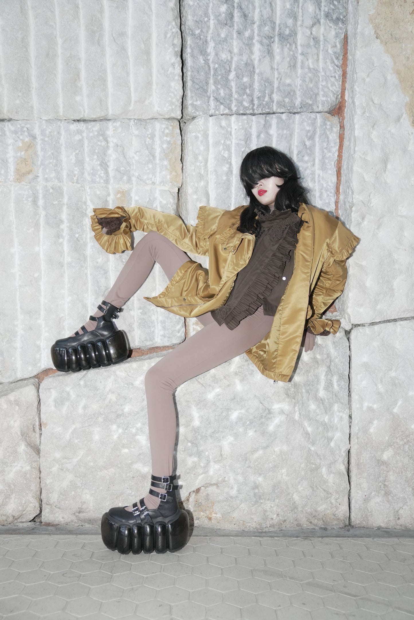 Puffer Frill Blouson / Mustard