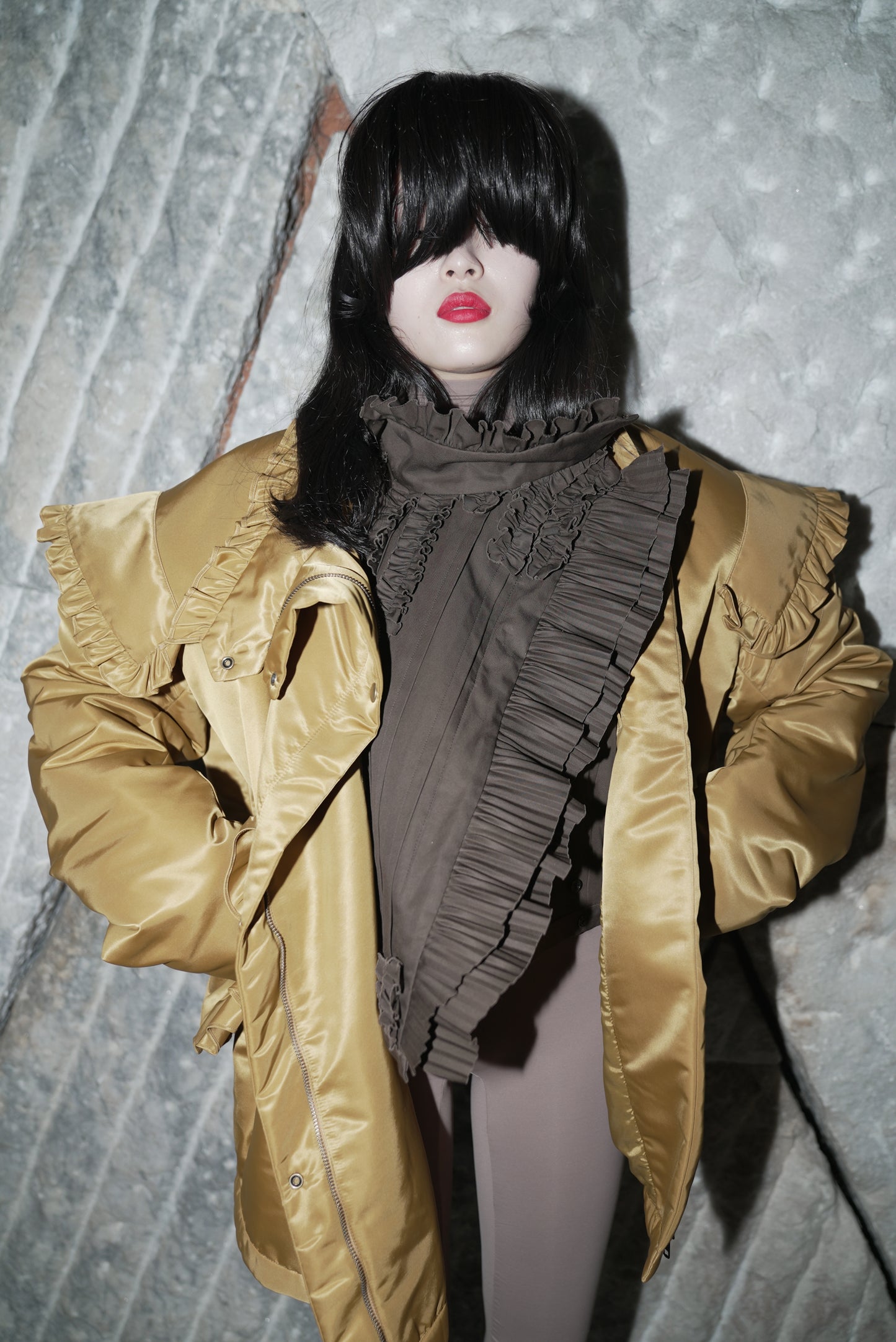 Puffer Frill Blouson / Mustard