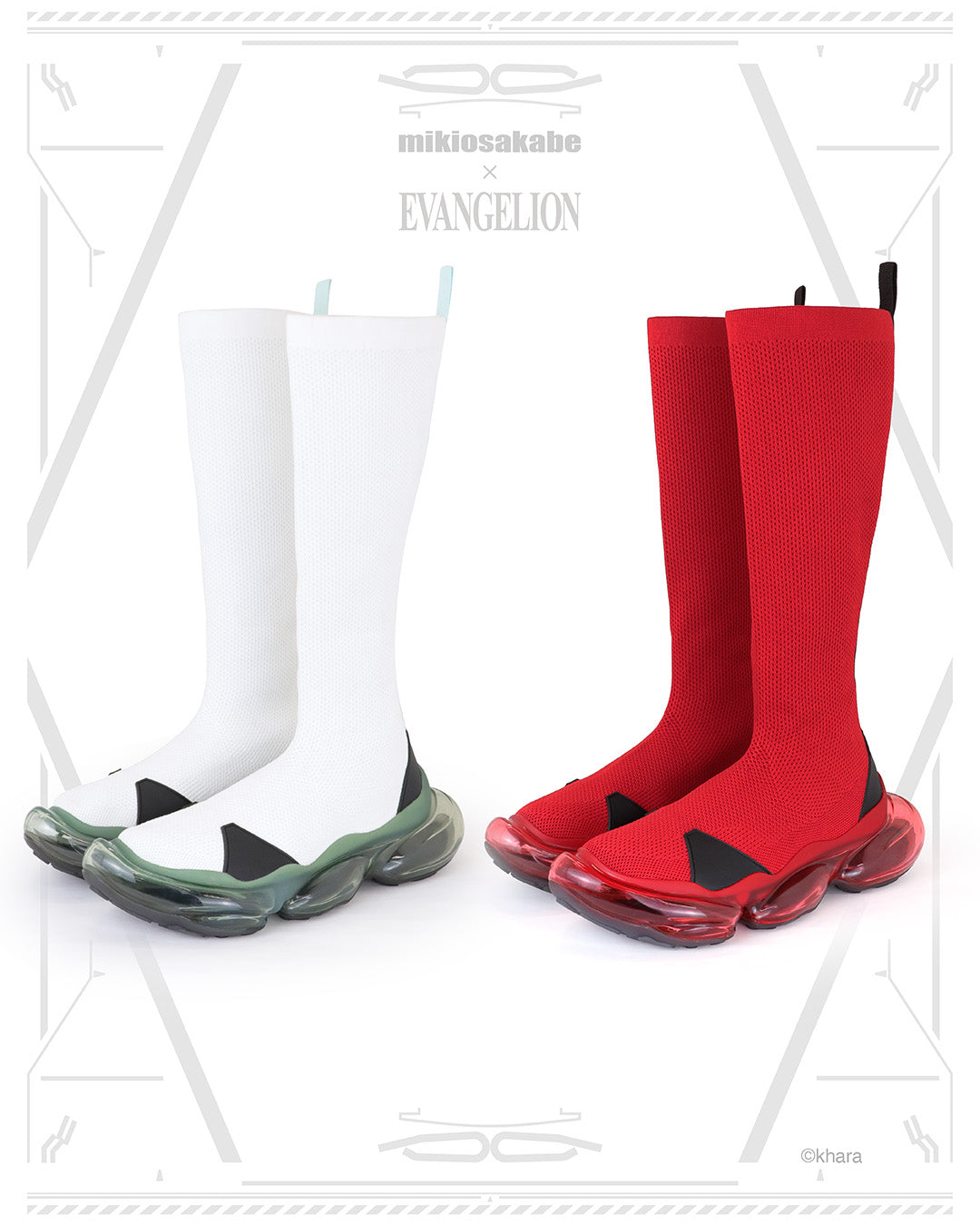 【EG26受注】Mirage Sync-Line Evangelion Long Socks / White / MSEG26 SH03