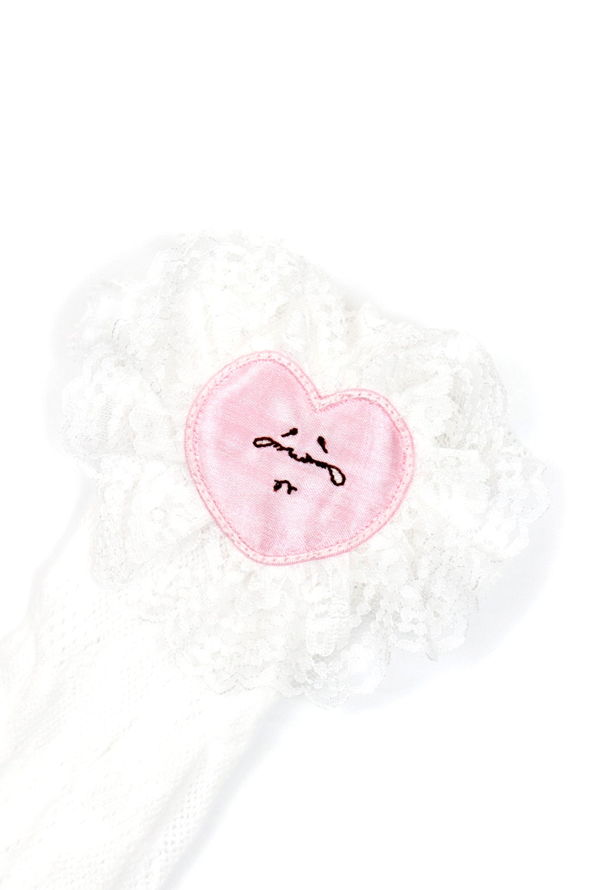 Crying Heart Long Socks / White-pink