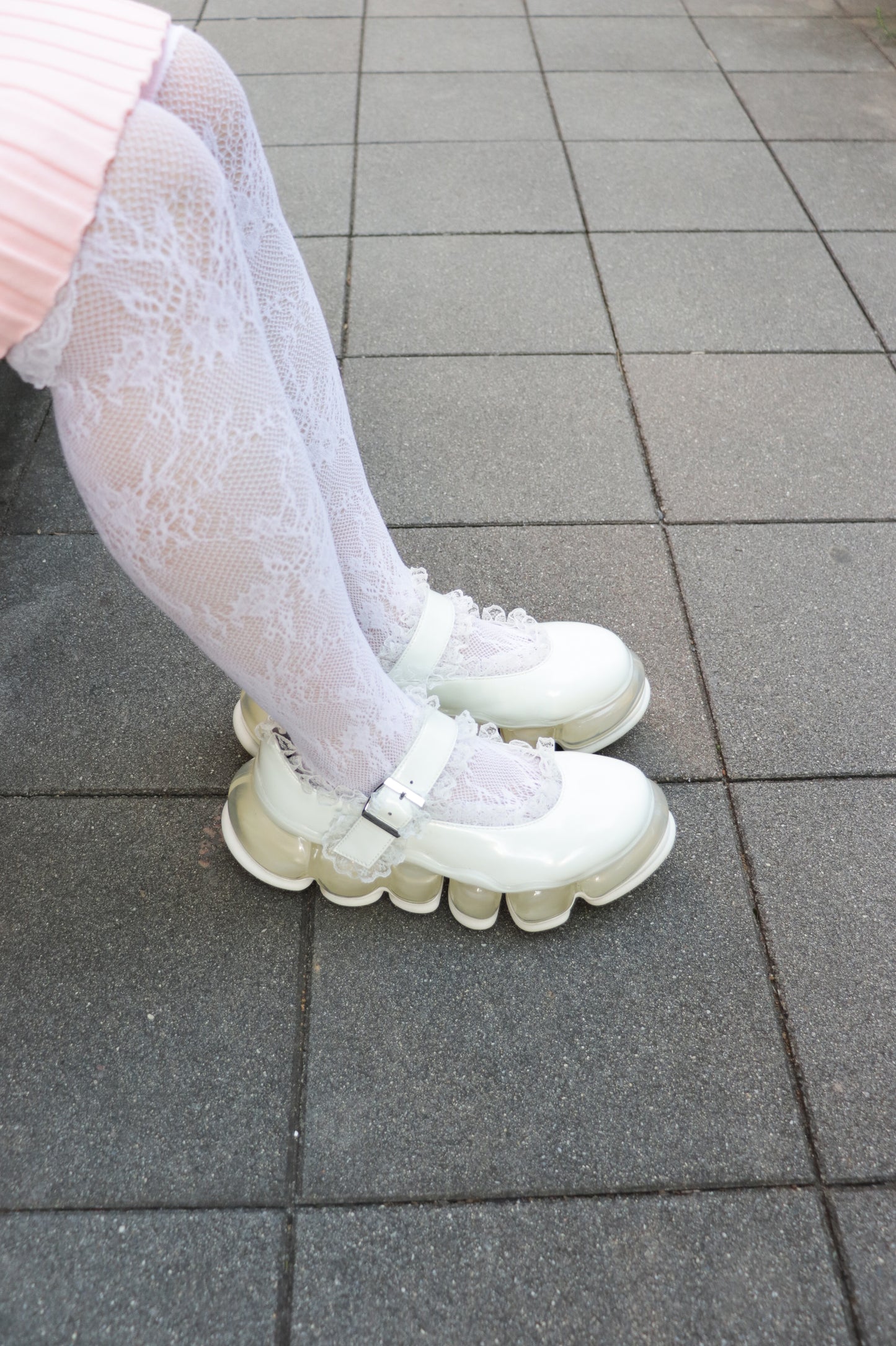 New “Jewelry” Mary Jane Lace / White