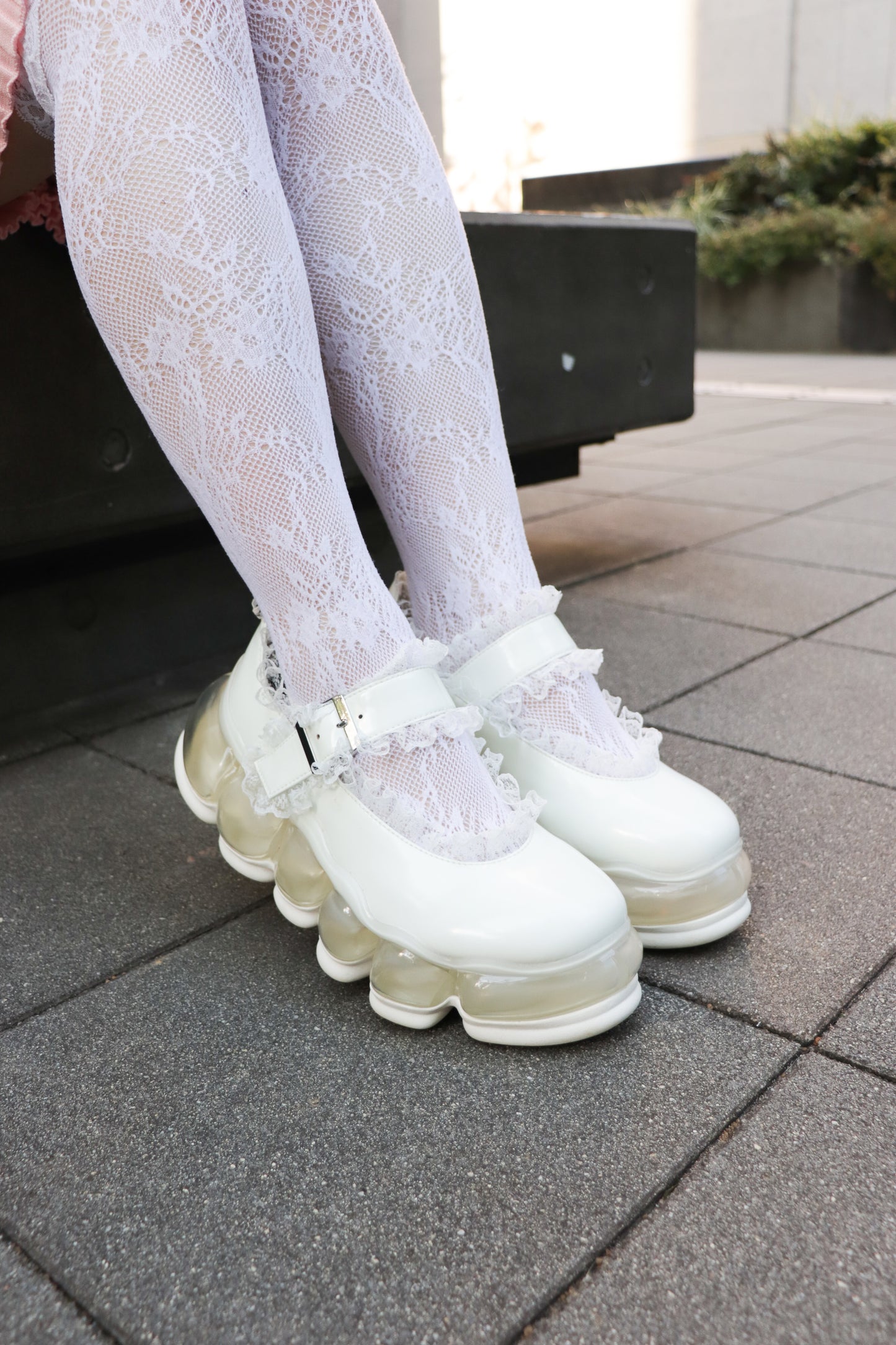 New “Jewelry” Mary Jane Lace / White