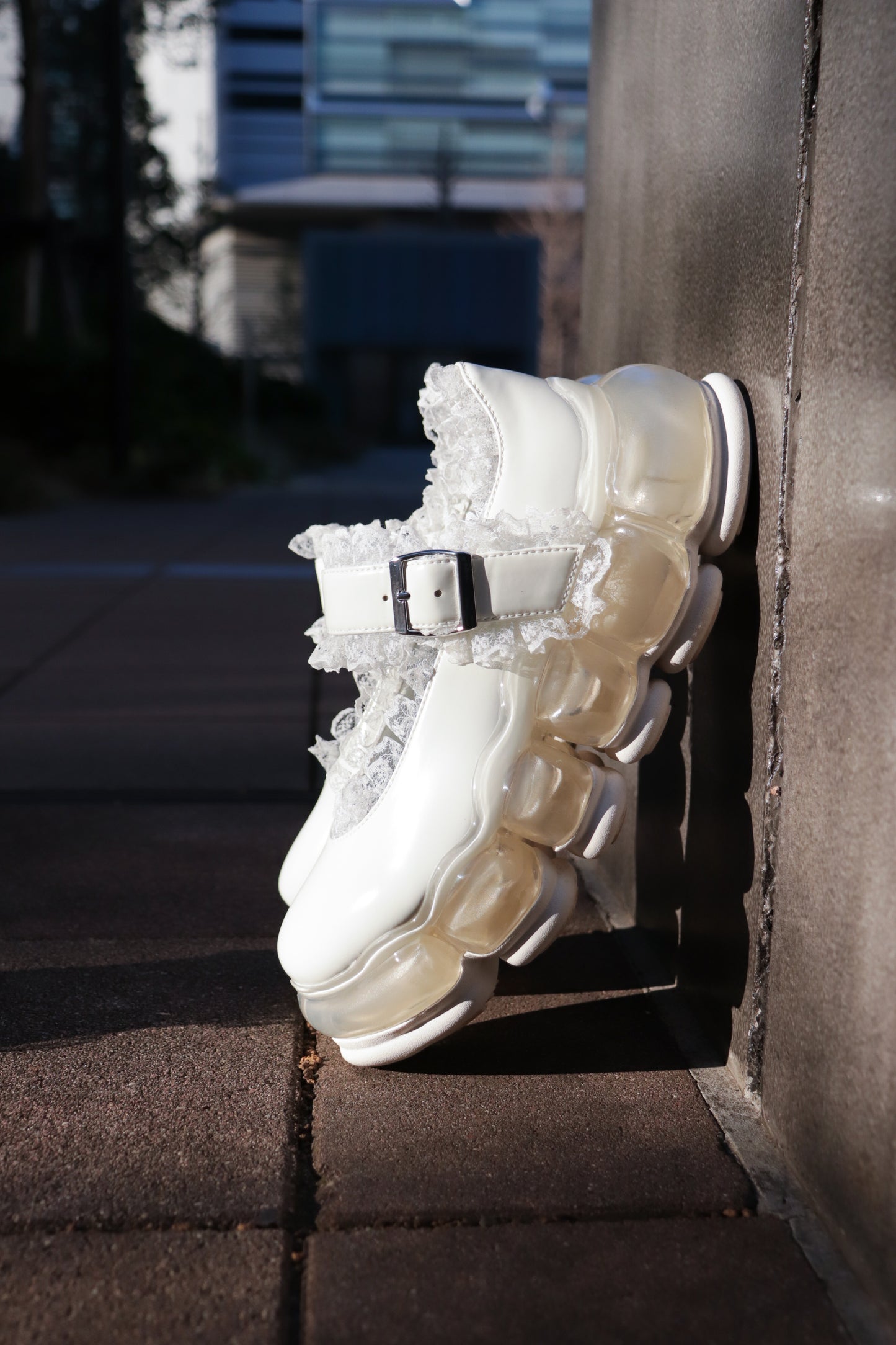 New “Jewelry” Mary Jane Lace / White