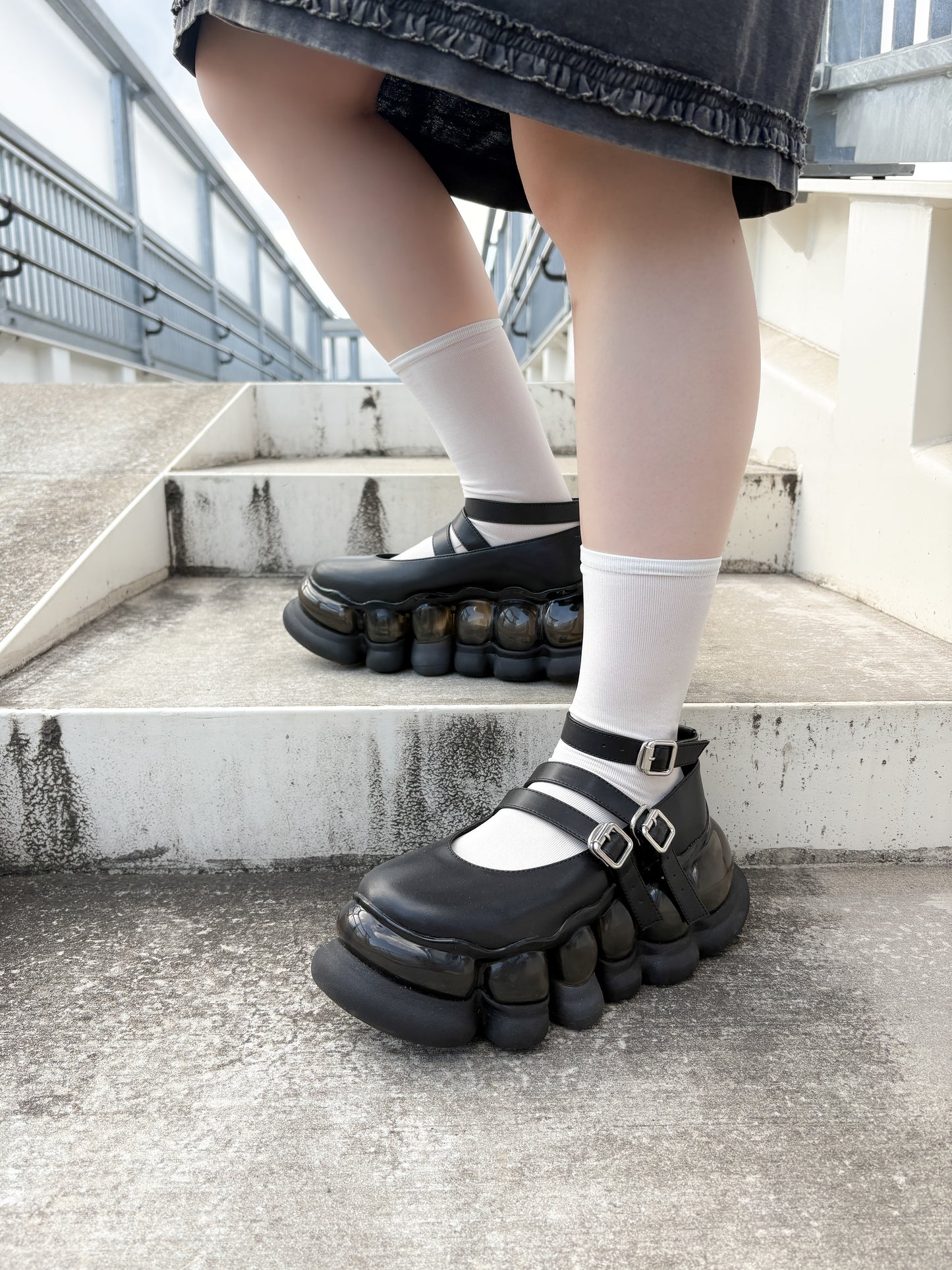 "Jewelry" Ark Three Straps Mary Jane / Black