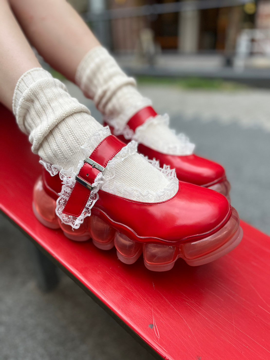 New Jewelry Mary Jane Lace / Red