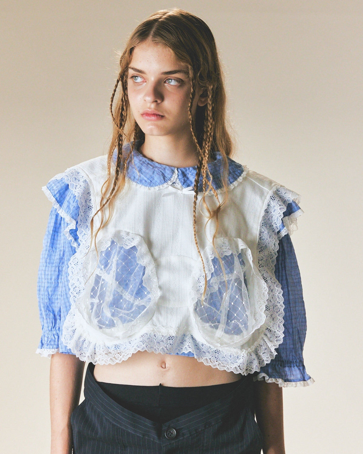 Short Cotton Blouse / Blue
