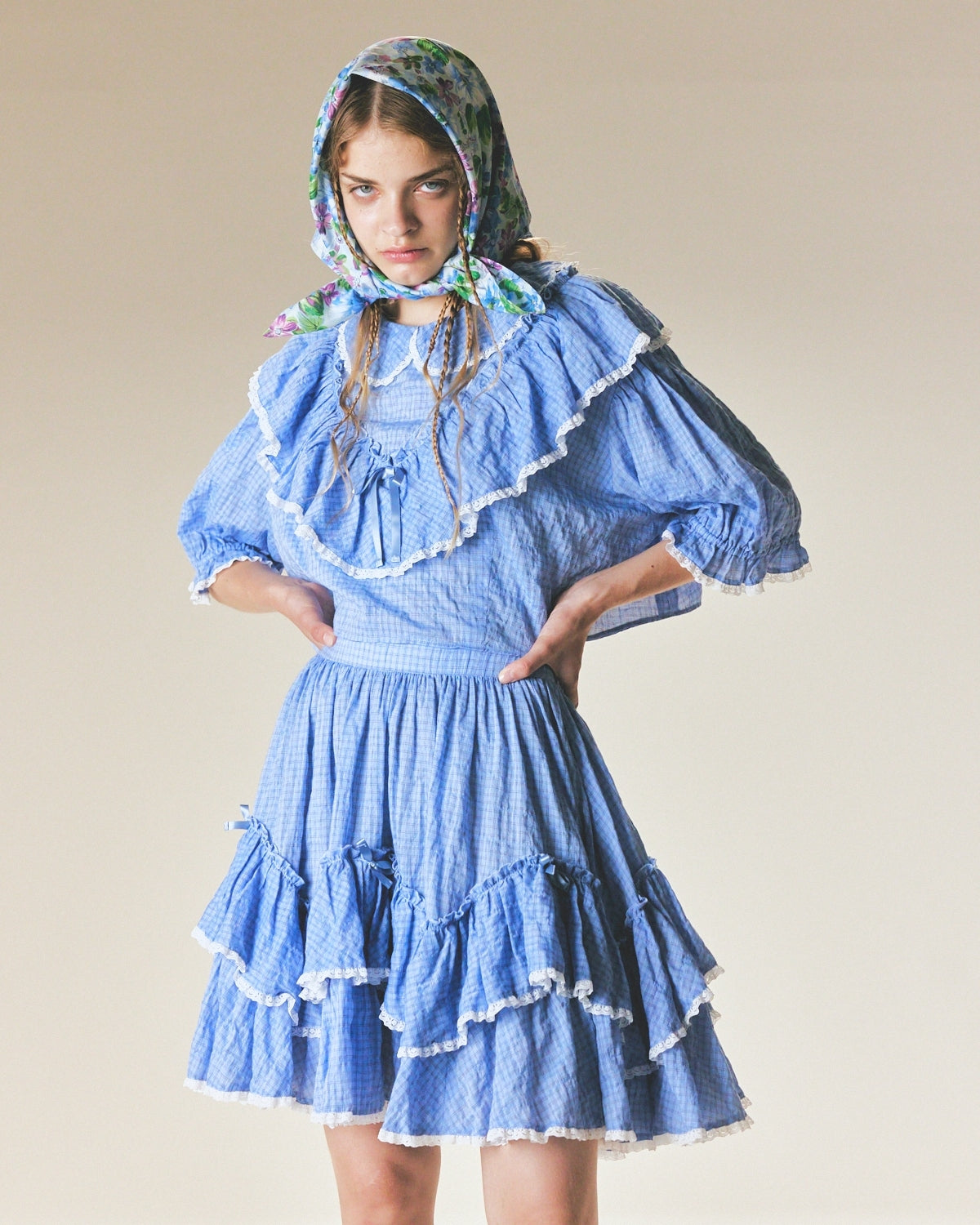 Short Cotton Blouse / Blue