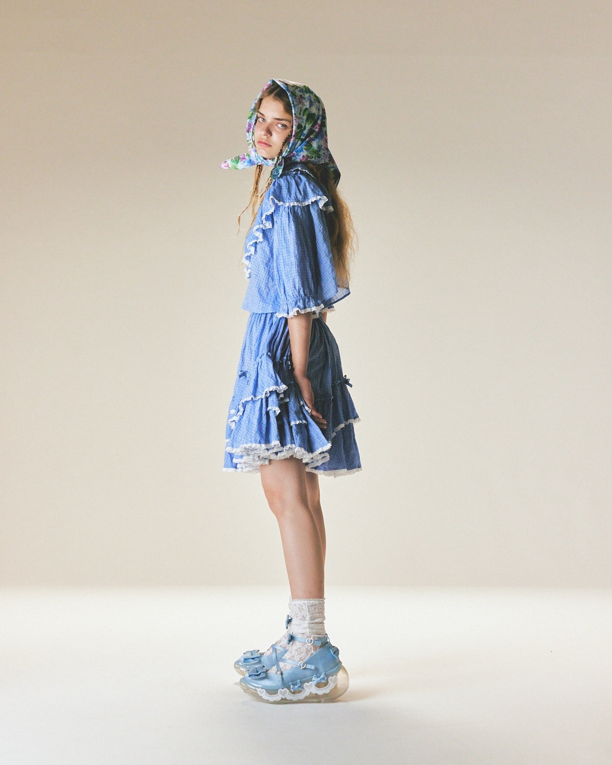 Short Cotton Blouse / Blue