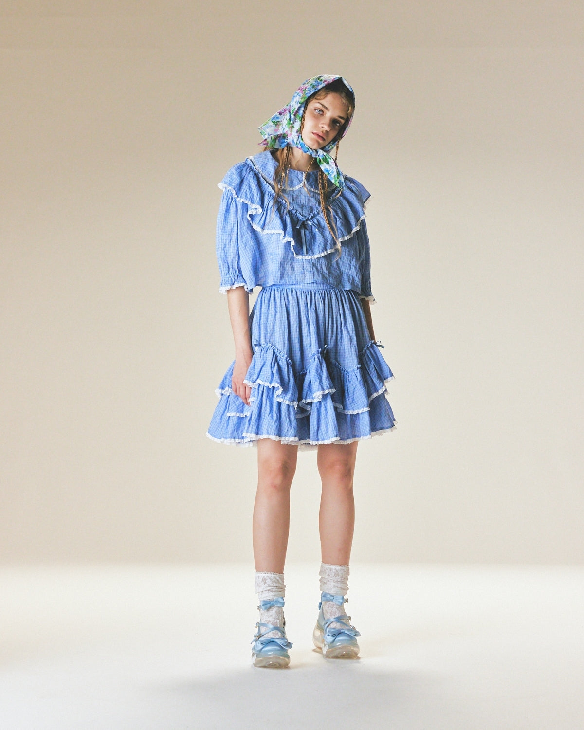 Short Cotton Blouse / Blue