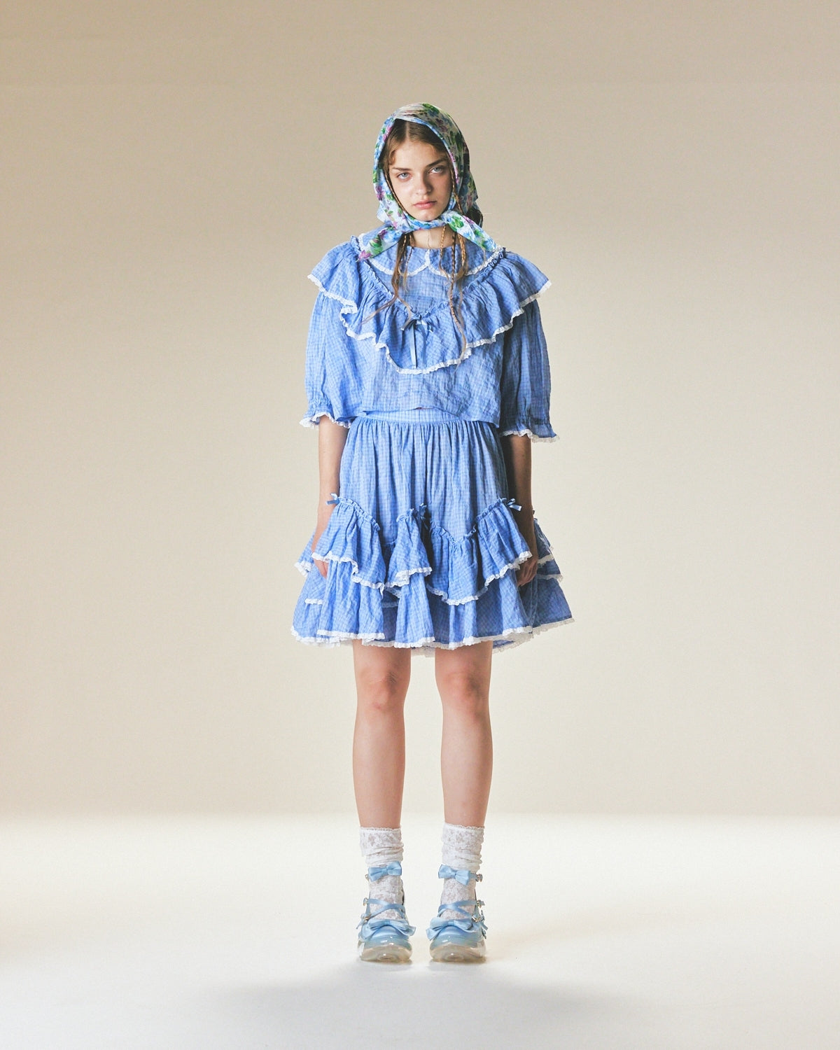 Short Cotton Blouse / Blue