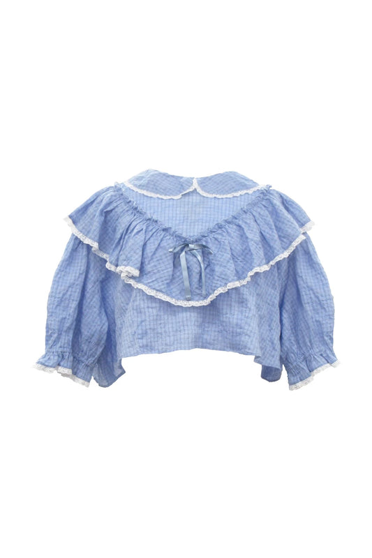 【25SS订购】短款棉质衬衫/蓝色/JFSS25B01