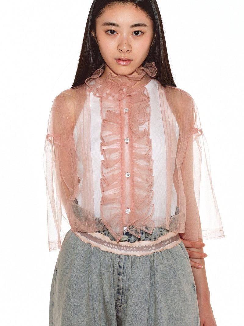 24SS受注】Sheer Frill Blouse / Baby Pink｜MIKIOSAKABE&JennyFax公式