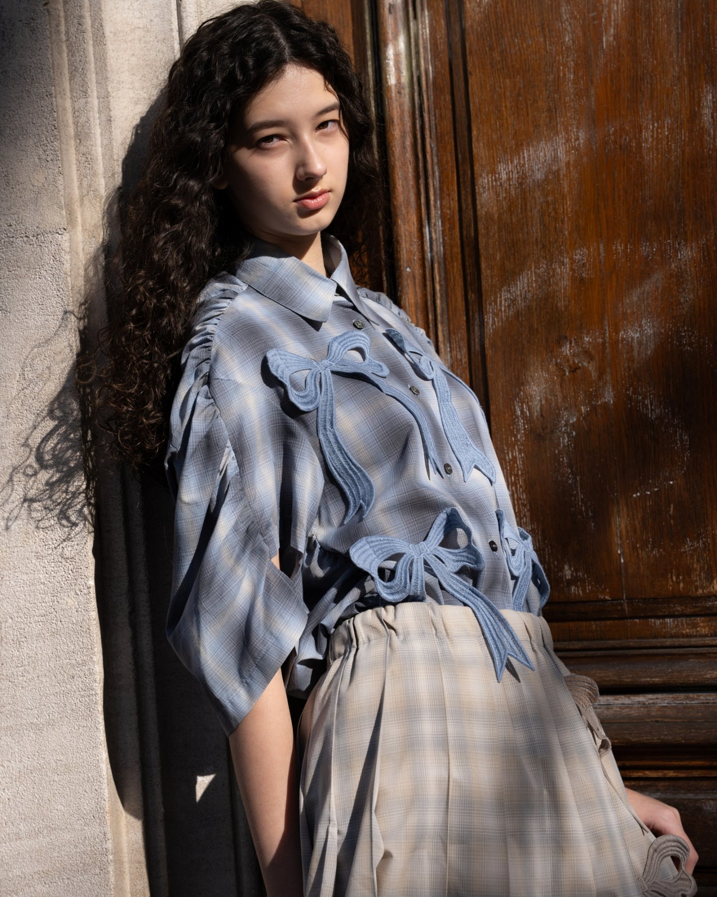 【25SS订购】茧丝带衬衫/蓝色/MSS25D03