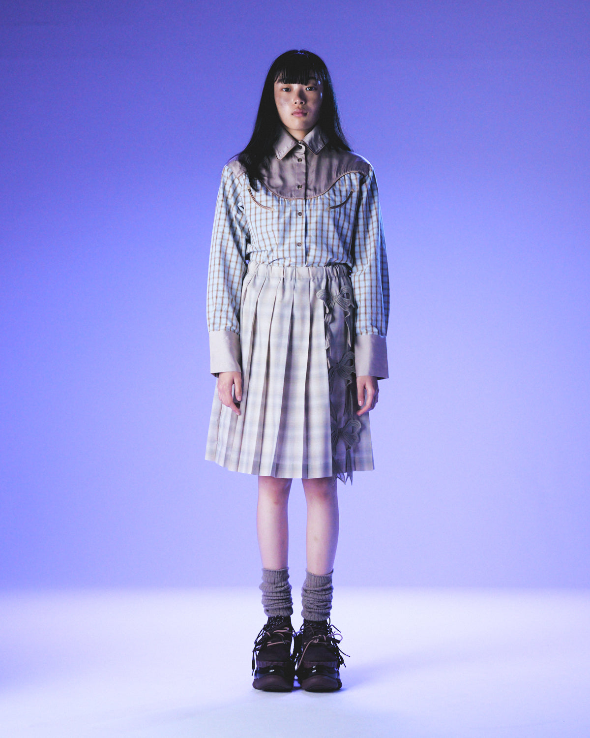 【25SS订】刺绣百褶裙/米色/MSS25S01