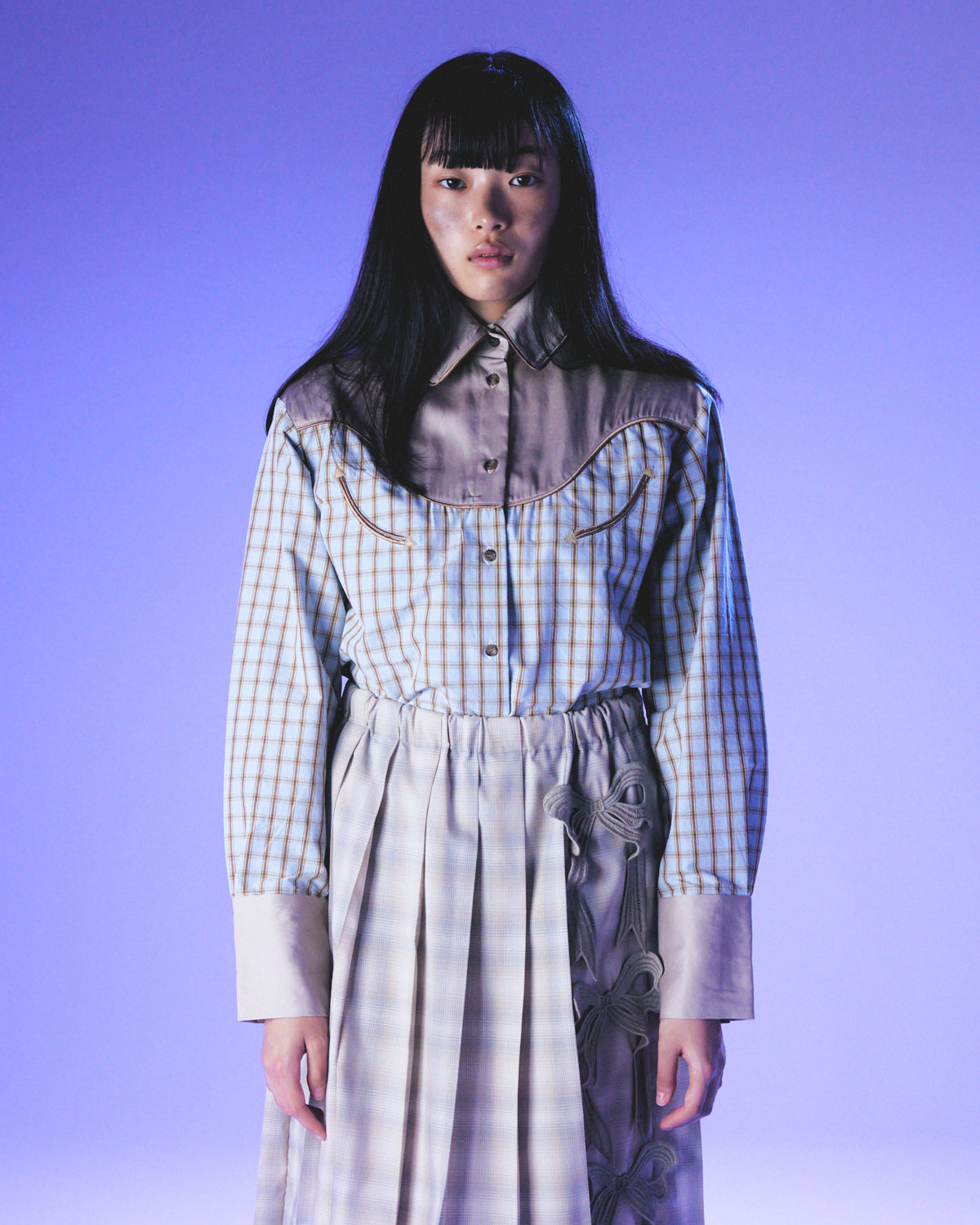 【25SS订】刺绣百褶裙/米色/MSS25S01