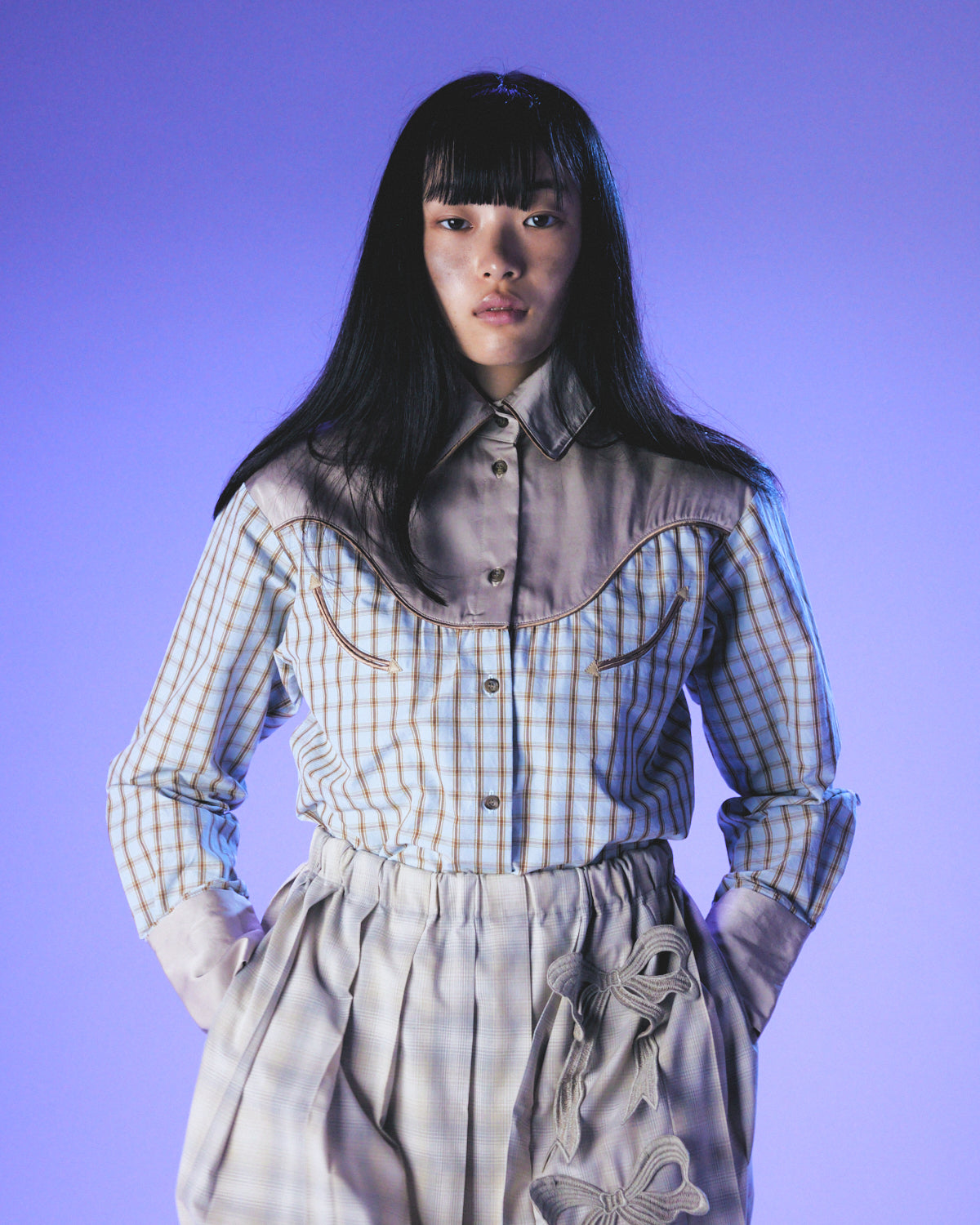 【25SS订】刺绣百褶裙/米色/MSS25S01