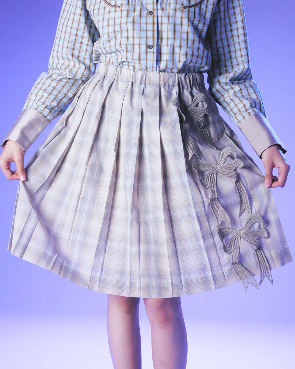 【25SS订】刺绣百褶裙/米色/MSS25S01