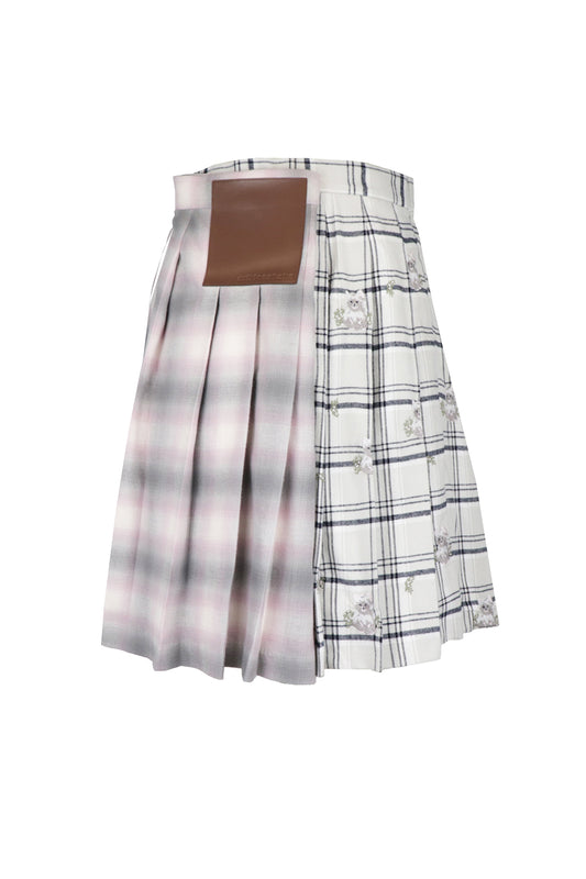 Bug Pleats Skirt Embroidery / Gray