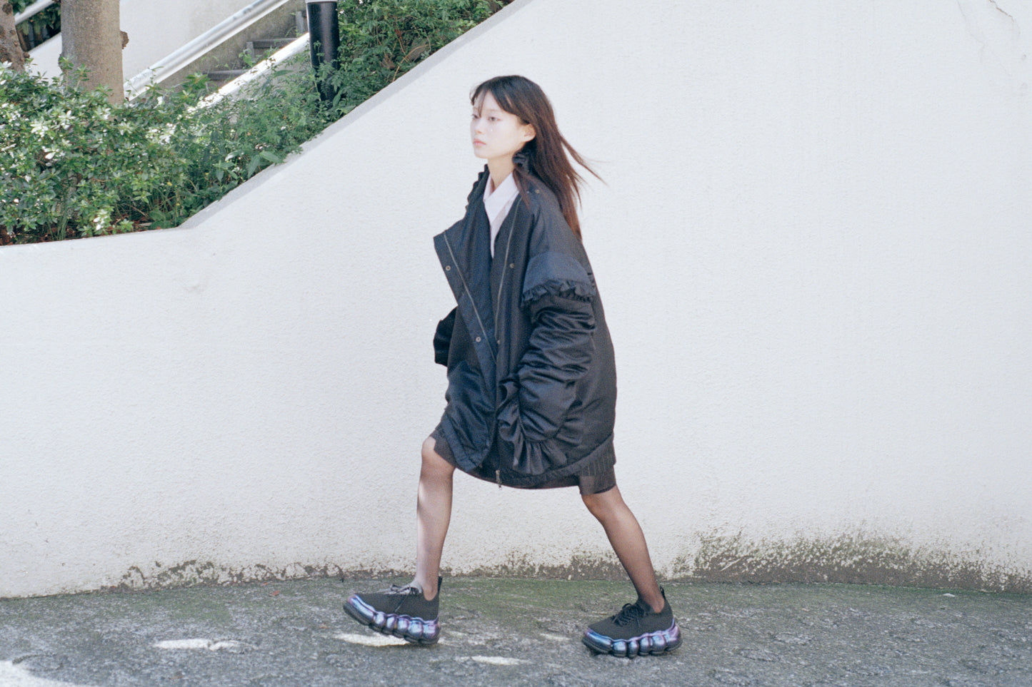 Puffer Frill Blouson / Black
