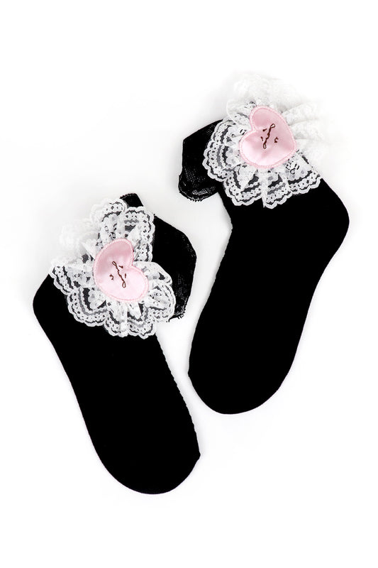 Crying Heart Socks / Black-pink